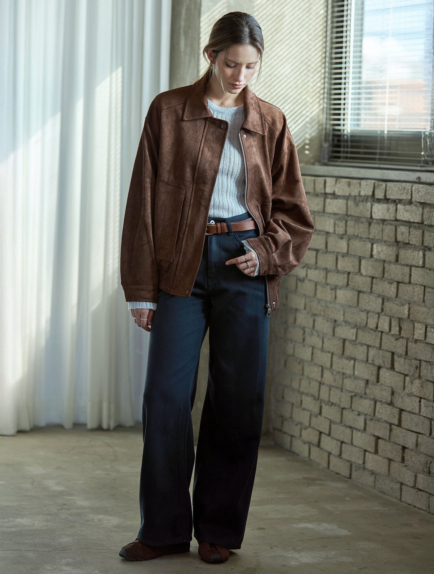 소프트 블루종 스웨이드자켓 BROWN