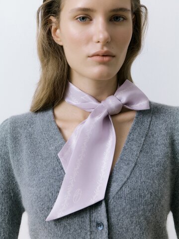 Stem Long Twilly Silk Scarf - Violet