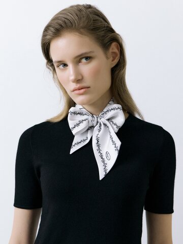 Stem Long Twilly Silk Scarf - Ivory