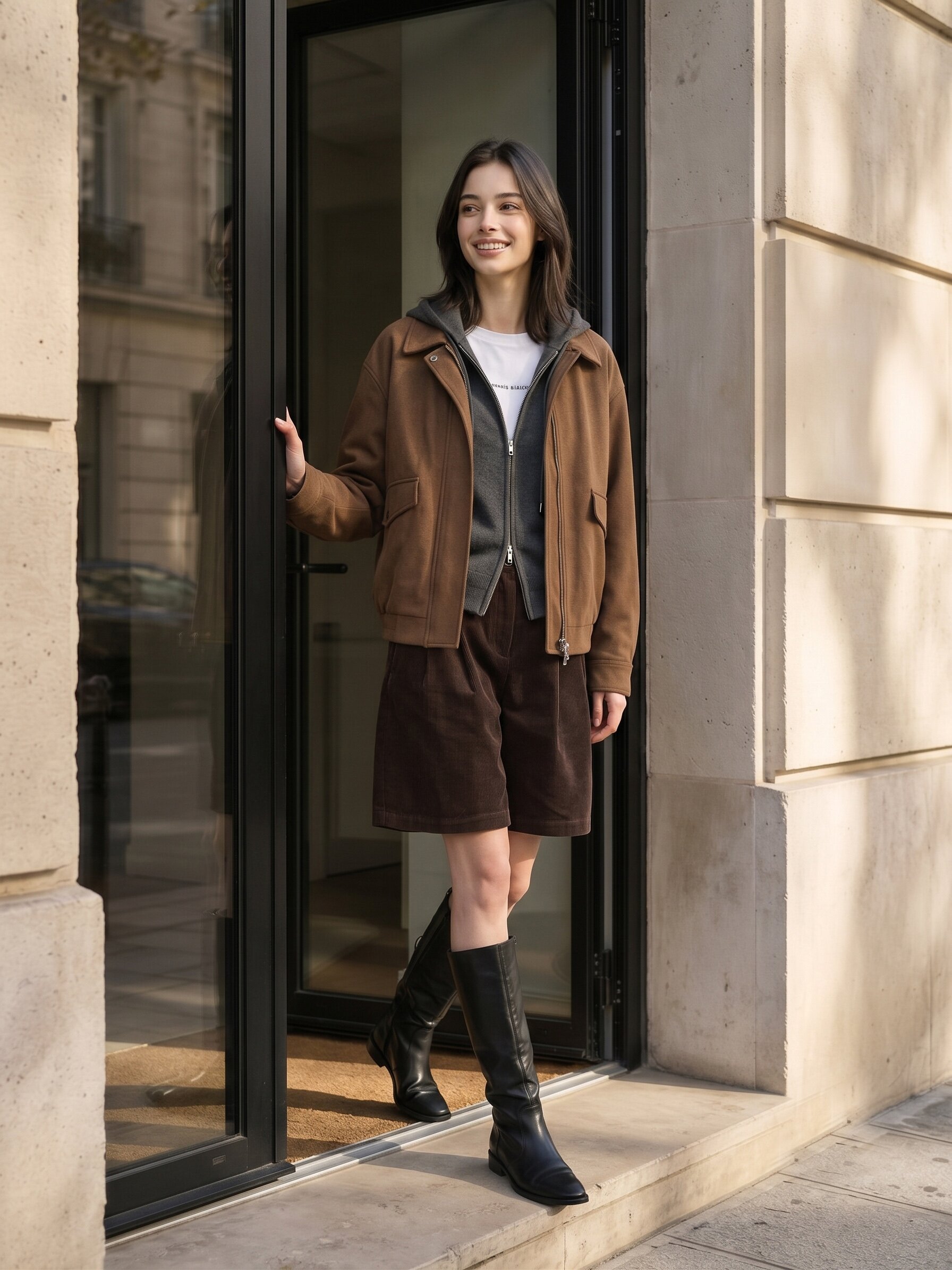 코듀로이 투 턱 숏 팬츠 (BROWN)
