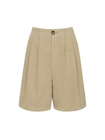 코듀로이 투 턱 숏 팬츠 (BEIGE)