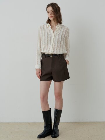 BRICK BELTED A-LINE SHORTS (BR)