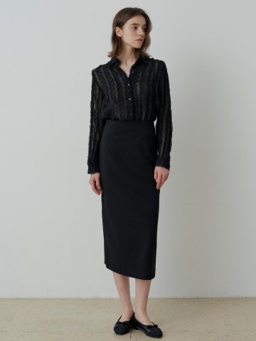 SOFT TENSION H-LINE LONG SKIRT (BK)