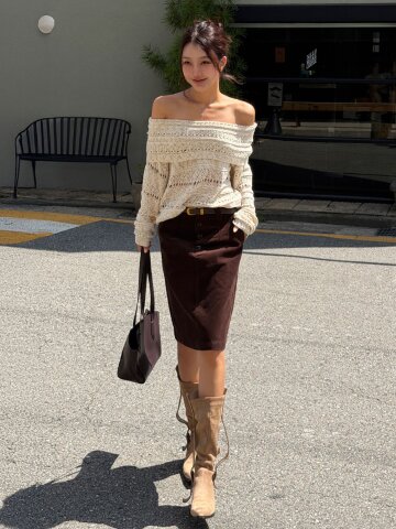 DAILY CORDUROY MIDI SKIRT (BR)