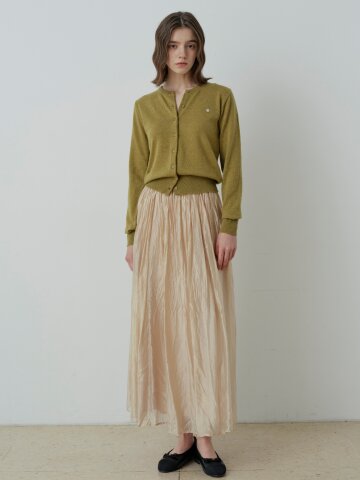 WRINKLE SHINE LONG SKIRT (BE)
