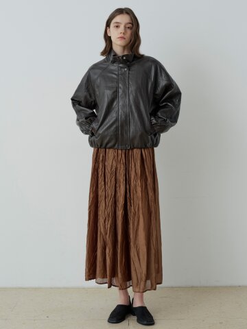 WRINKLE SHINE LONG SKIRT (BR)