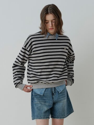 WAVE STRIPE SWEATSHIRT (BK)