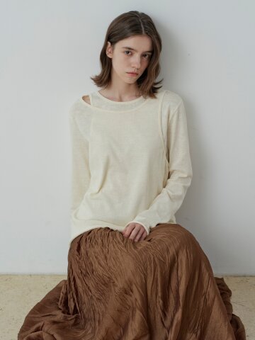 LAYERED SLEEVELESS ROUND LONG SLEEVE 2COLOR