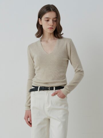 DEEP V-NECK SOFT BASIC KNIT (OT)