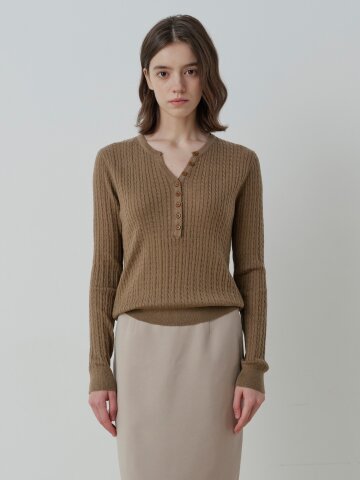 DAILY CABLE HENLEY LONG SLEEVE (BR)