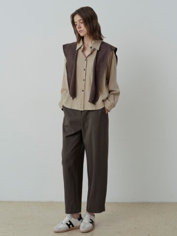 KNIT SHAWL-LAYERED SHIRT (BE)