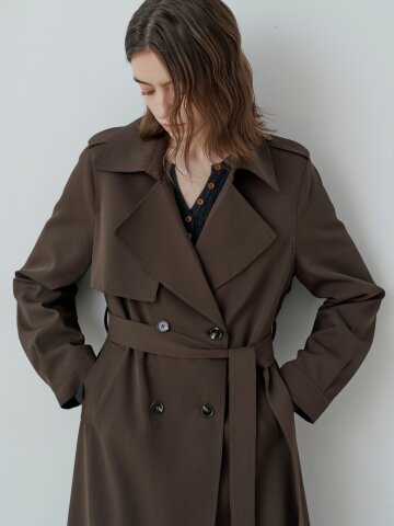 LONDON DOUBLE LONG TRENCH COAT (BR)