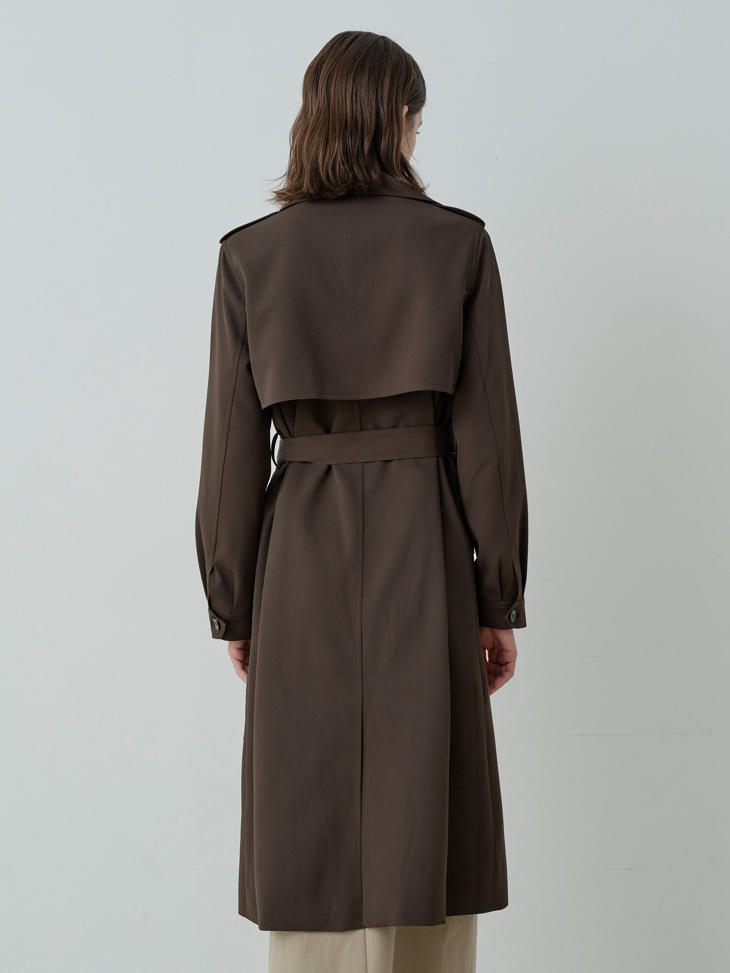 LONDON DOUBLE LONG TRENCH COAT (BR)