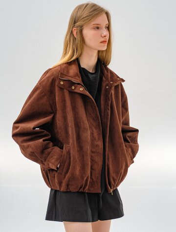 하이넥 스웨이드 루즈핏 점퍼 BROWN