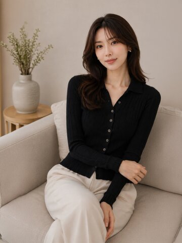 소프트 골지 카라 니트 가디건