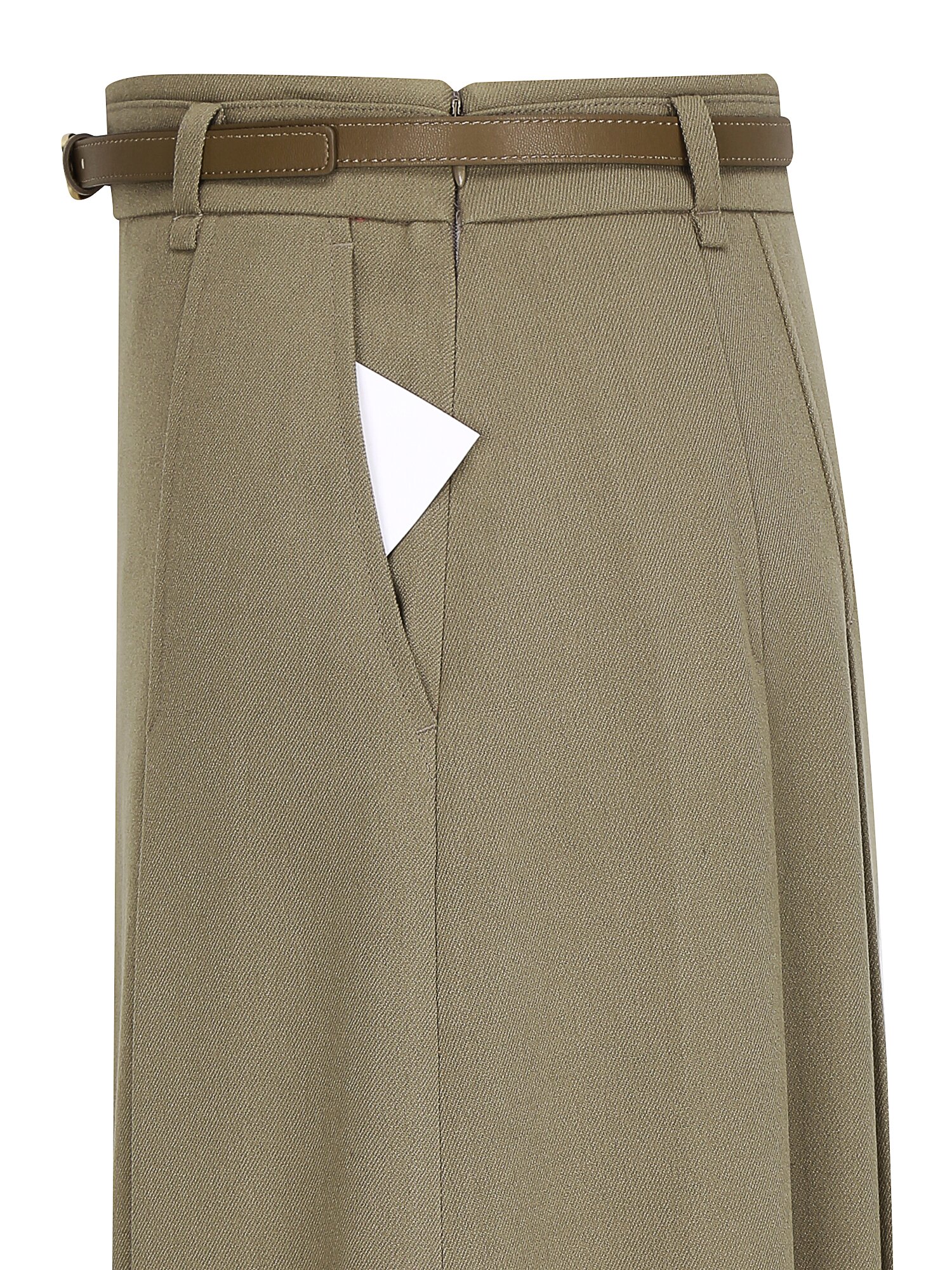 벨티드 플리츠 A라인 스커트 (KHAKI BEIGE)
