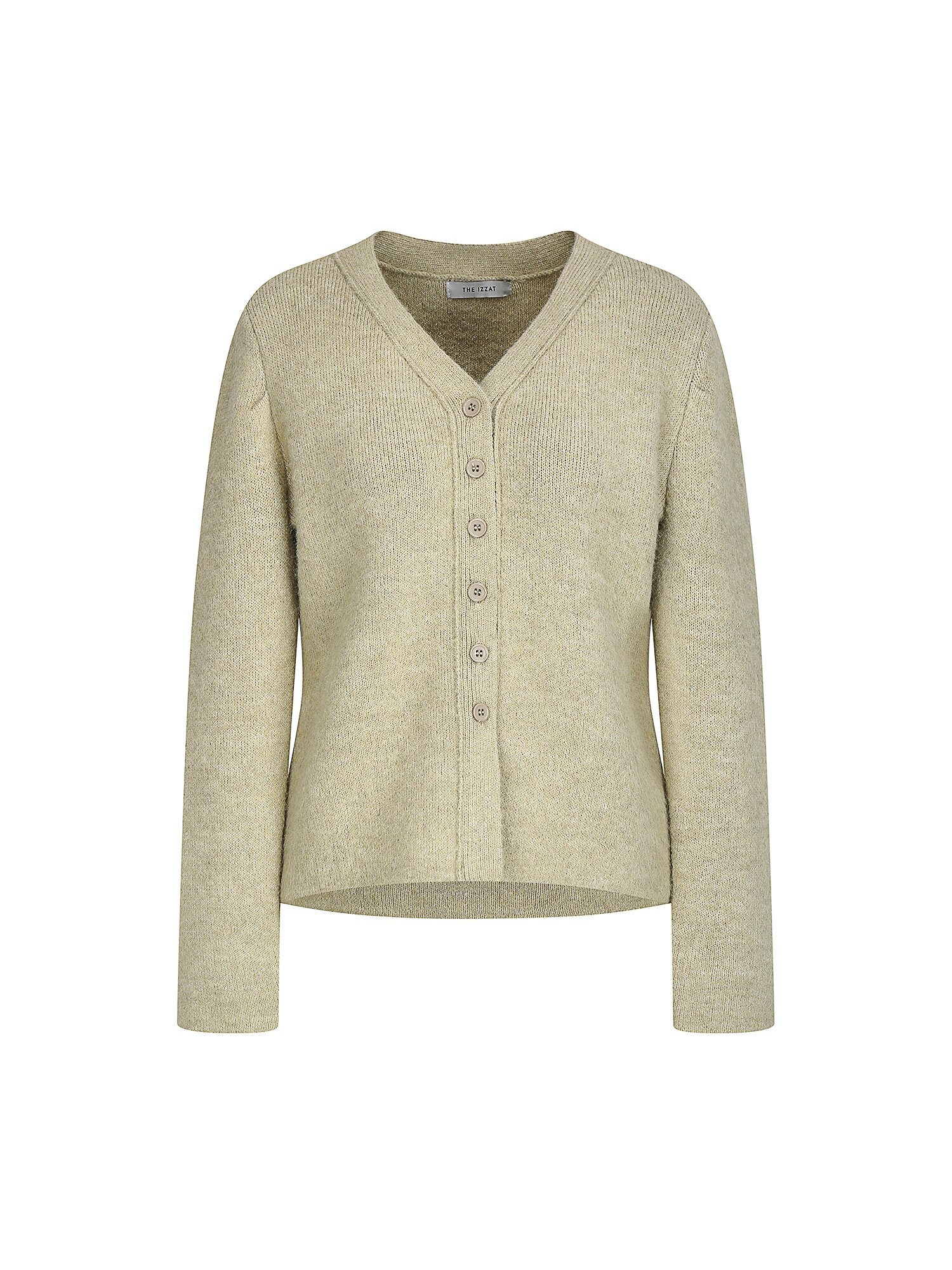 헤어리 울 볼륨 브이넥 가디건 (LIGHT KHAKI)