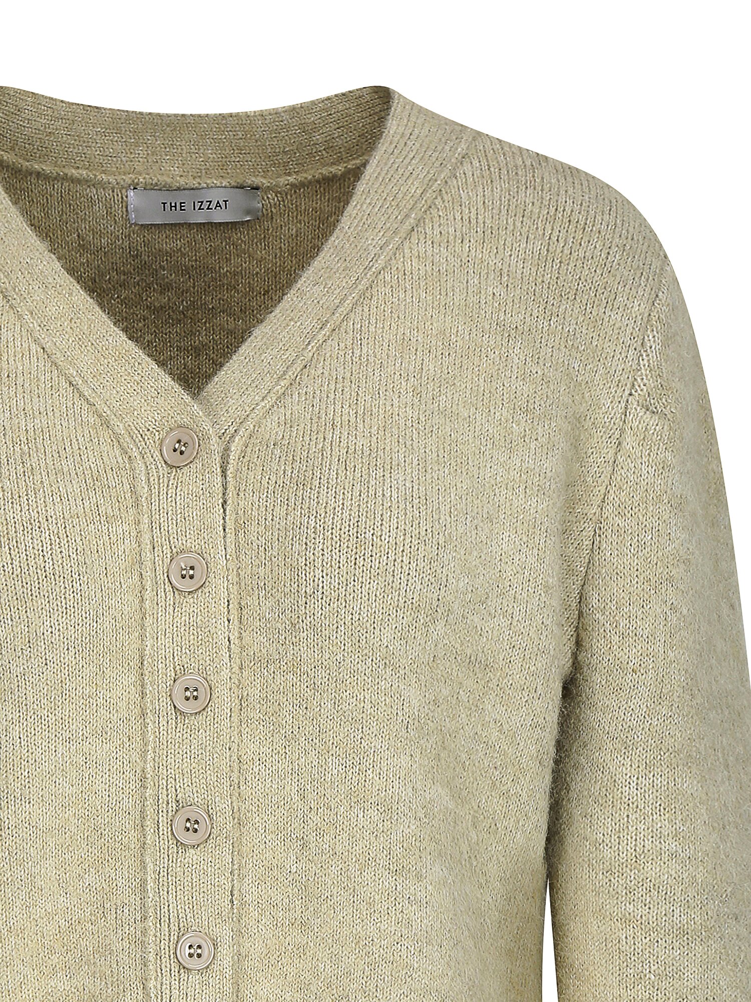 헤어리 울 볼륨 브이넥 가디건 (LIGHT KHAKI)