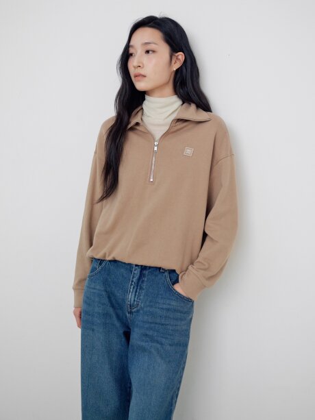 코튼 집업 칼라 스웨트셔츠 