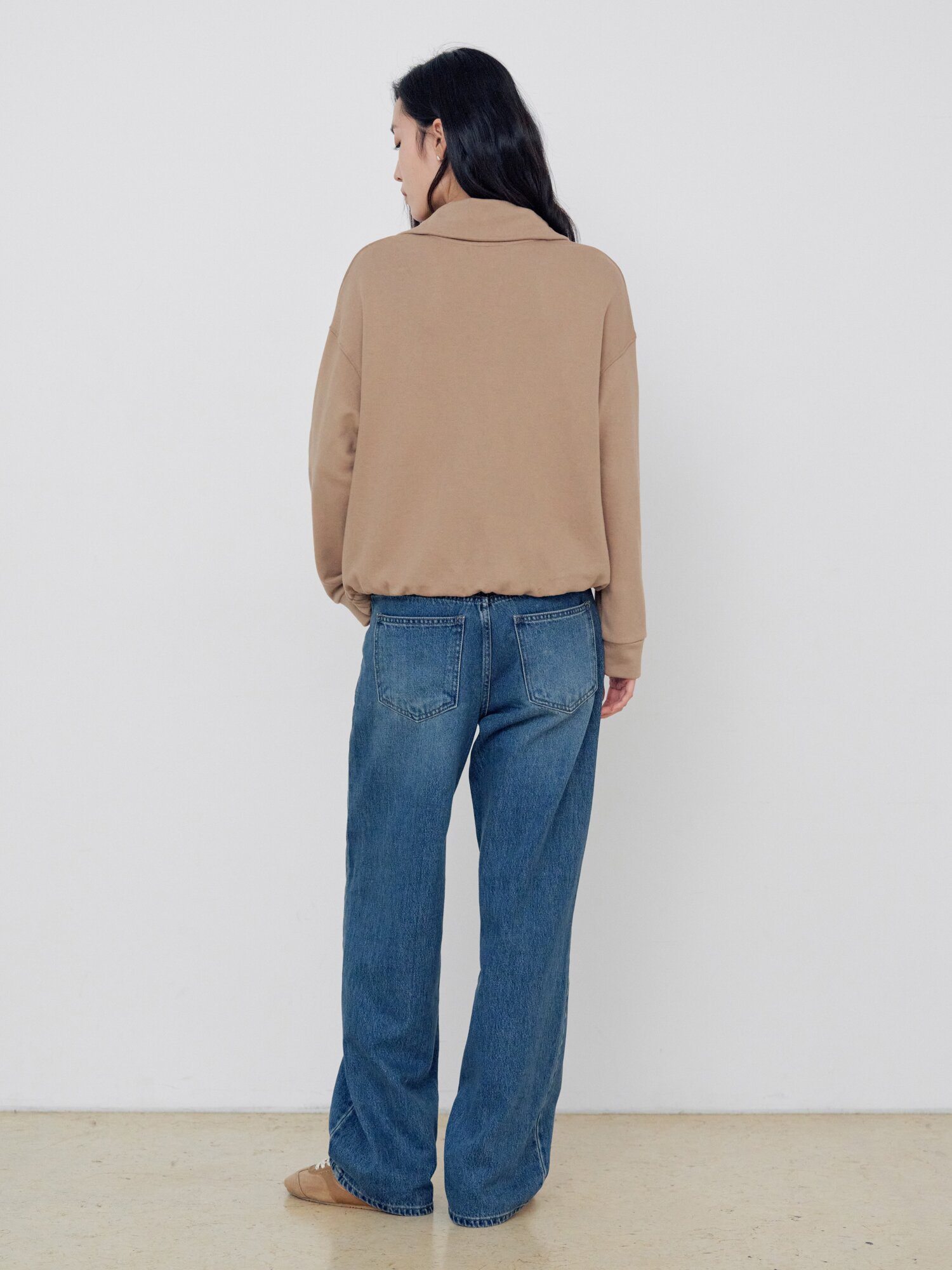코튼 집업 칼라 스웨트셔츠 (BEIGE)