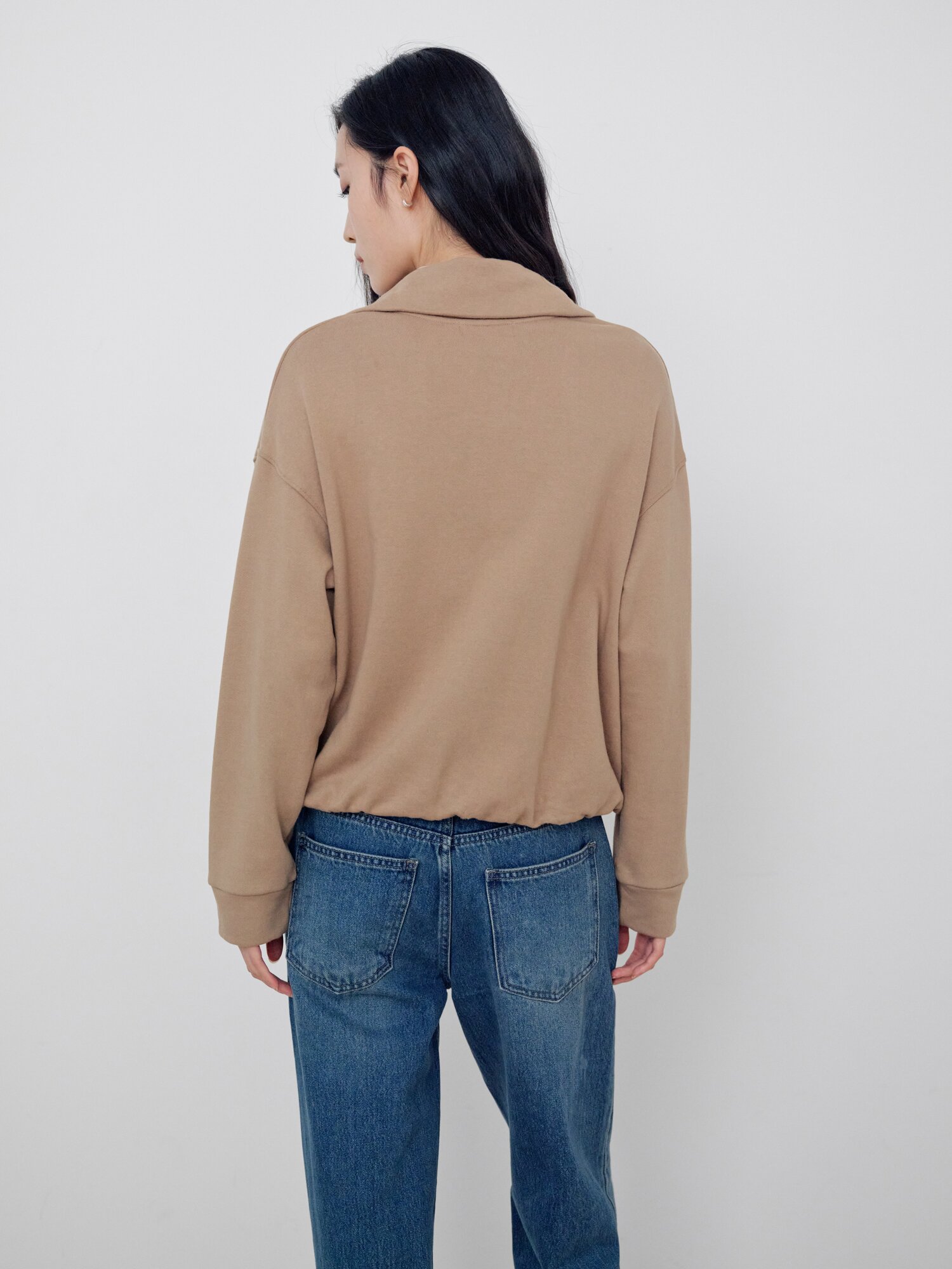 코튼 집업 칼라 스웨트셔츠 (BEIGE)