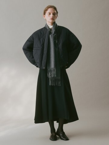 퀼팅 라운드넥 경량 패딩 점퍼 