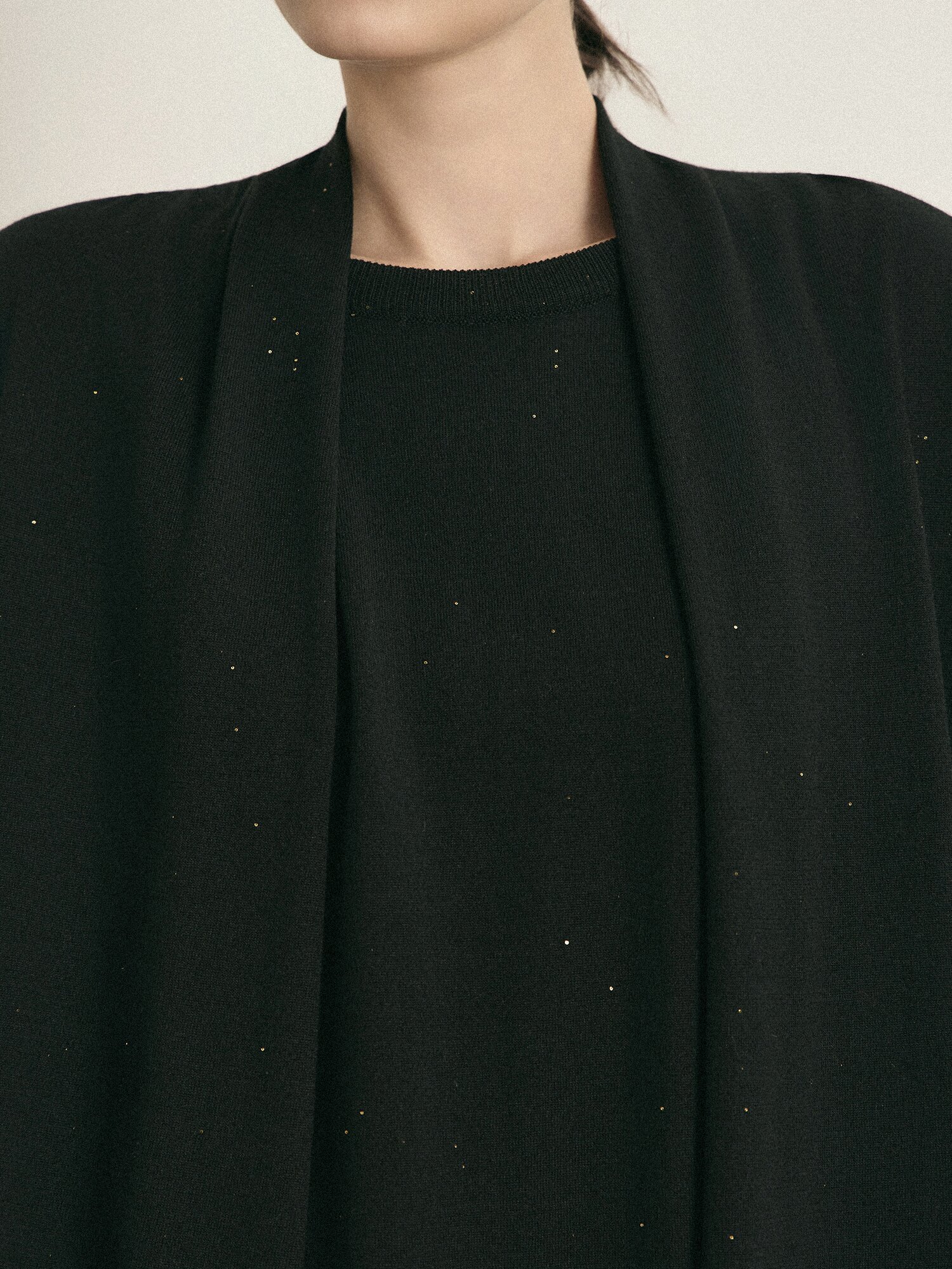 울 글리터 레이어 니트 (BLACK)