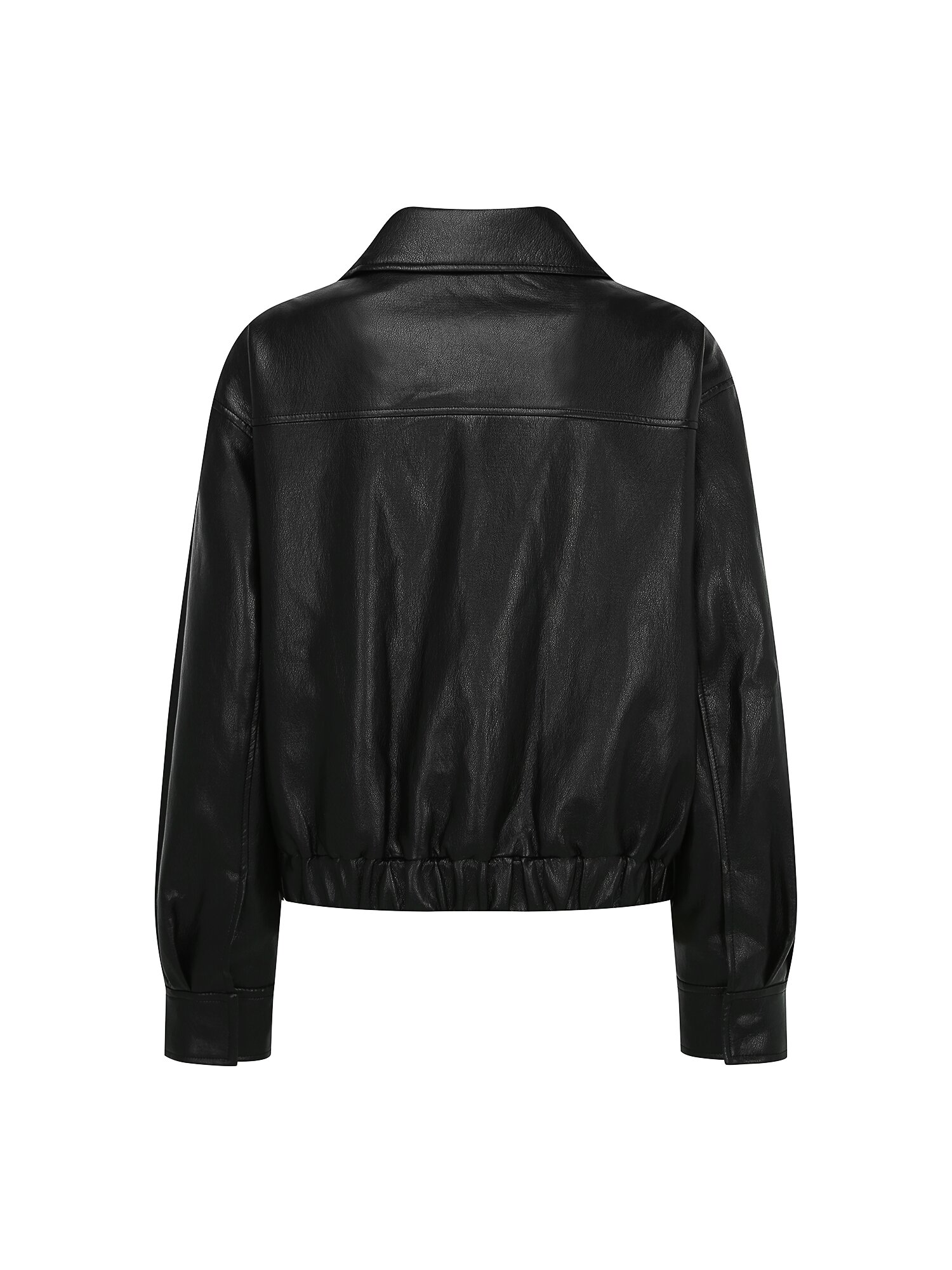 루즈핏 페이크 레더 집업 재킷 (BLACK)