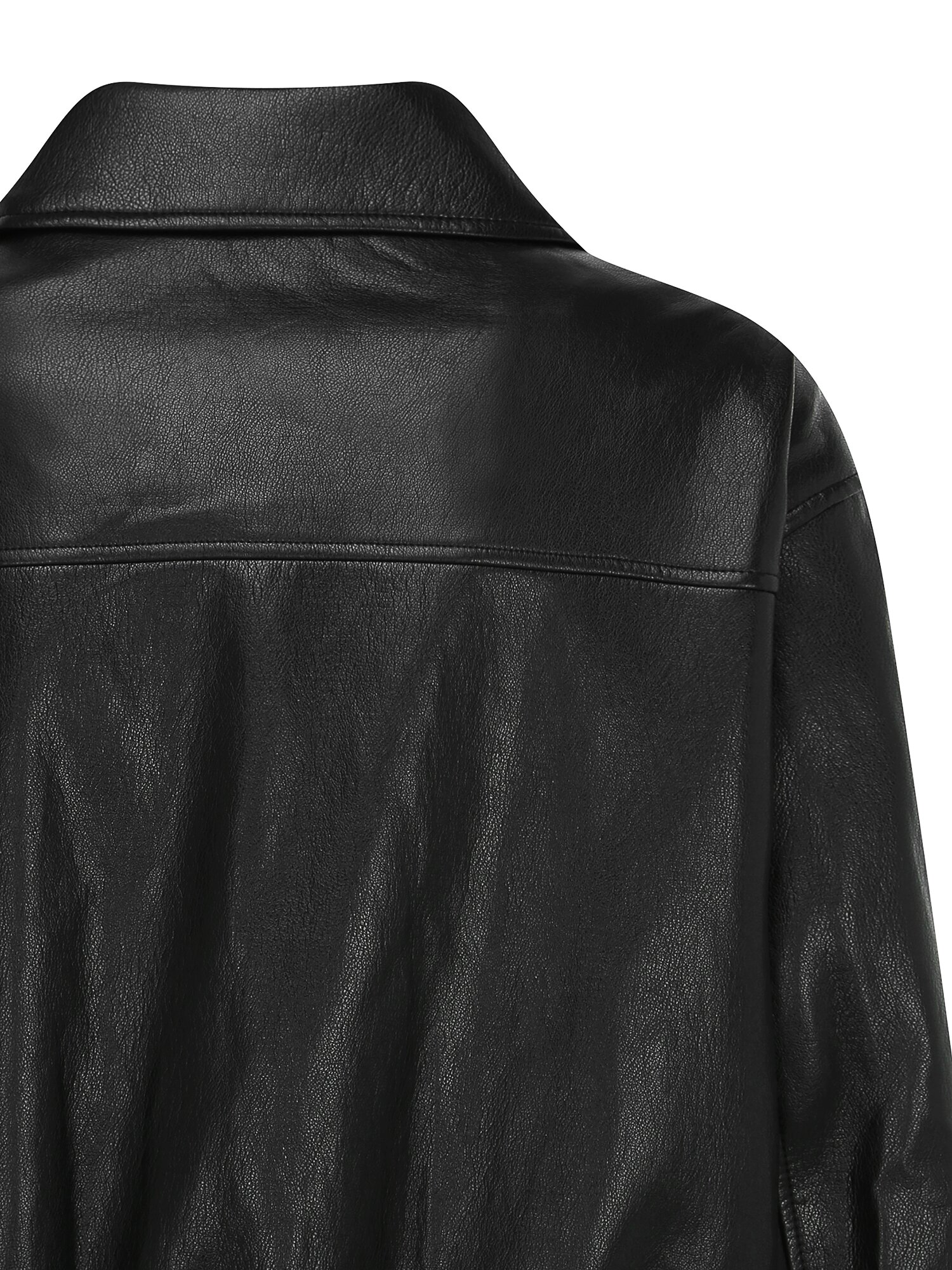 루즈핏 페이크 레더 집업 재킷 (BLACK)