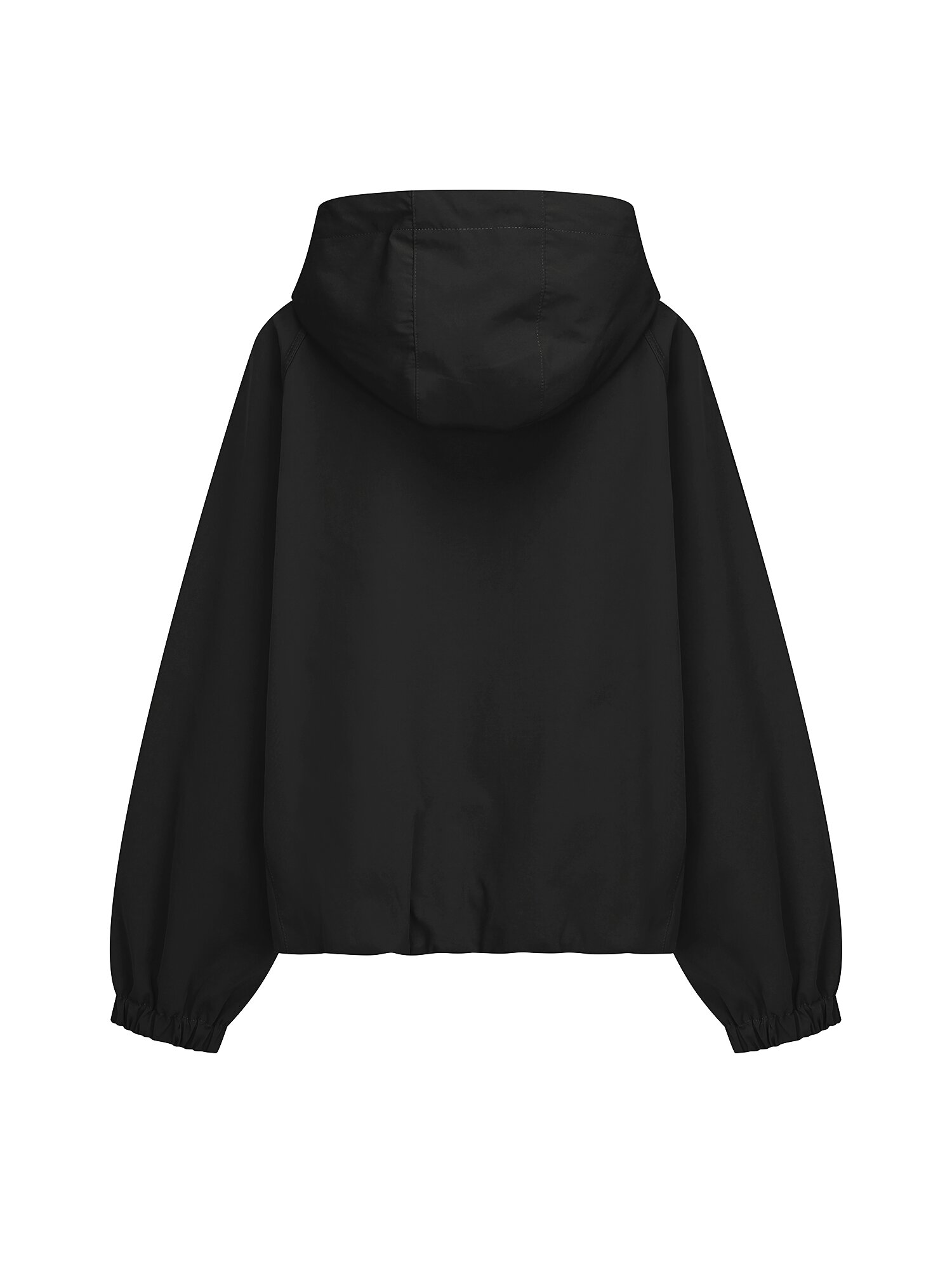오버핏 래글런 후드 집업 점퍼 (BLACK)