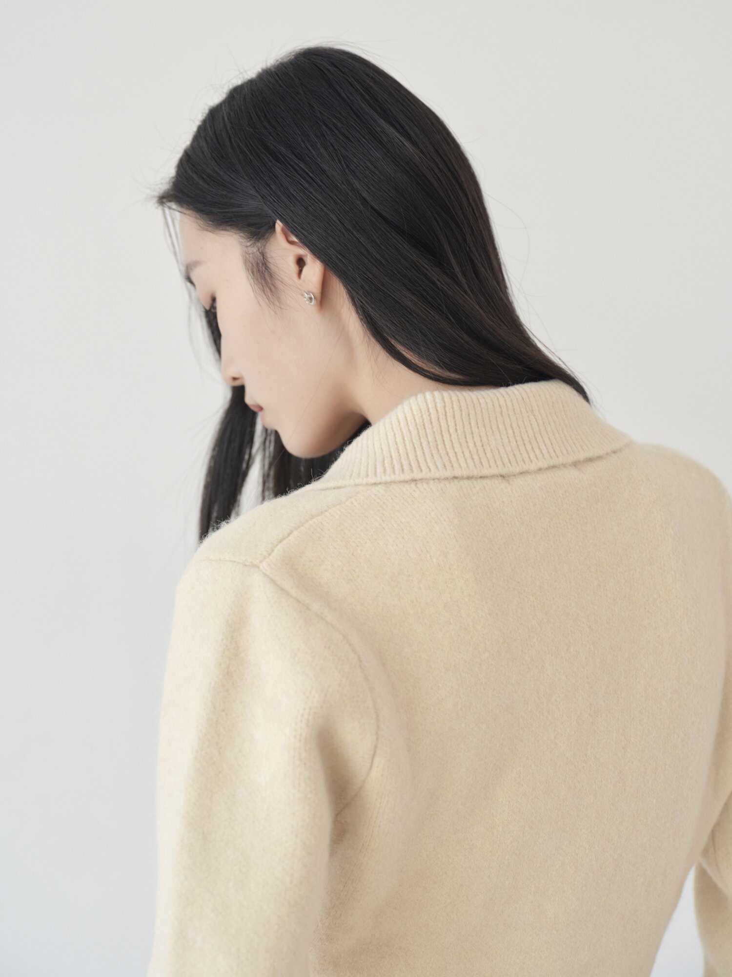 와이드 칼라 페플럼 가디건 (YELLOW)
