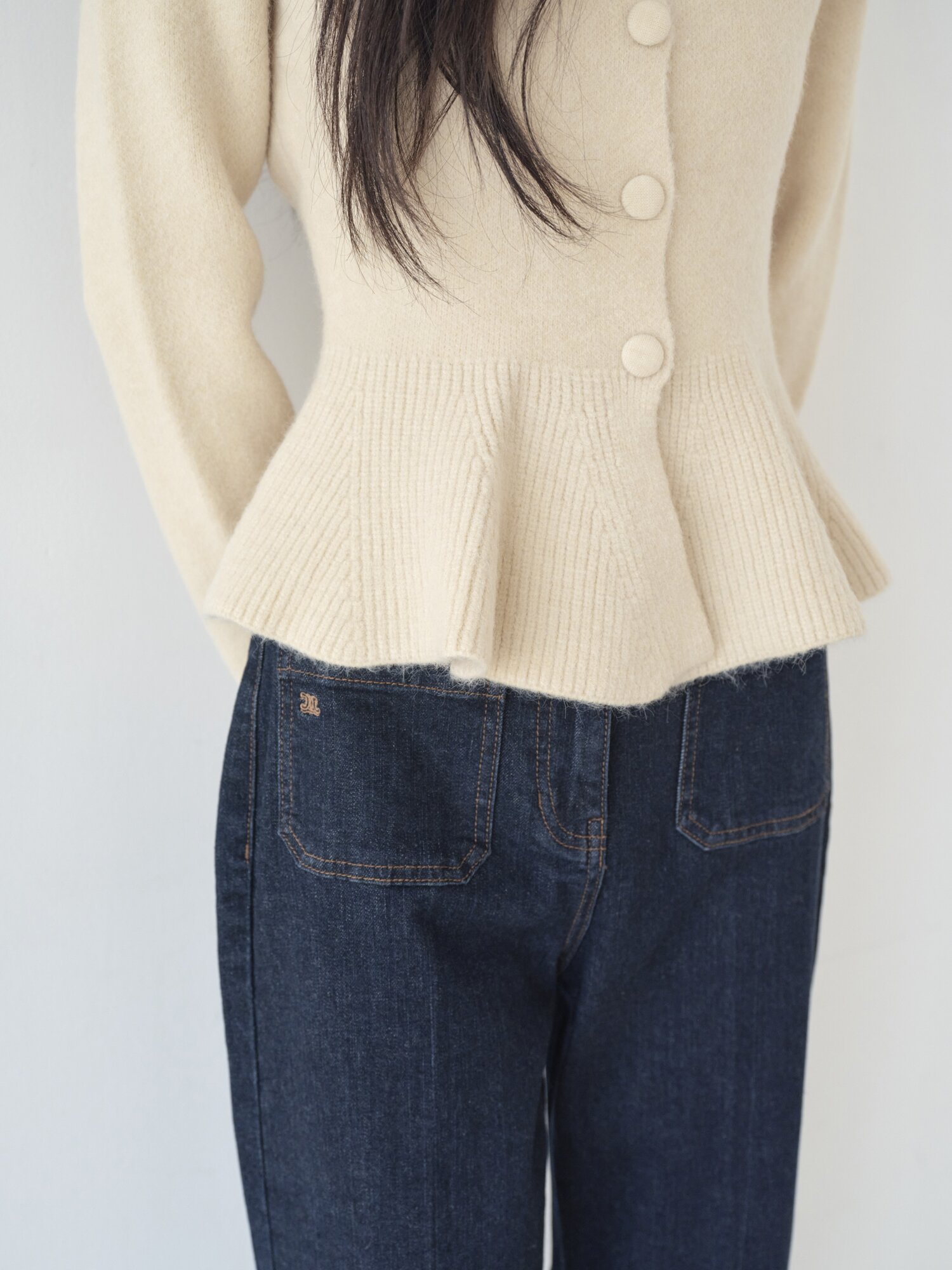 와이드 칼라 페플럼 가디건 (YELLOW)