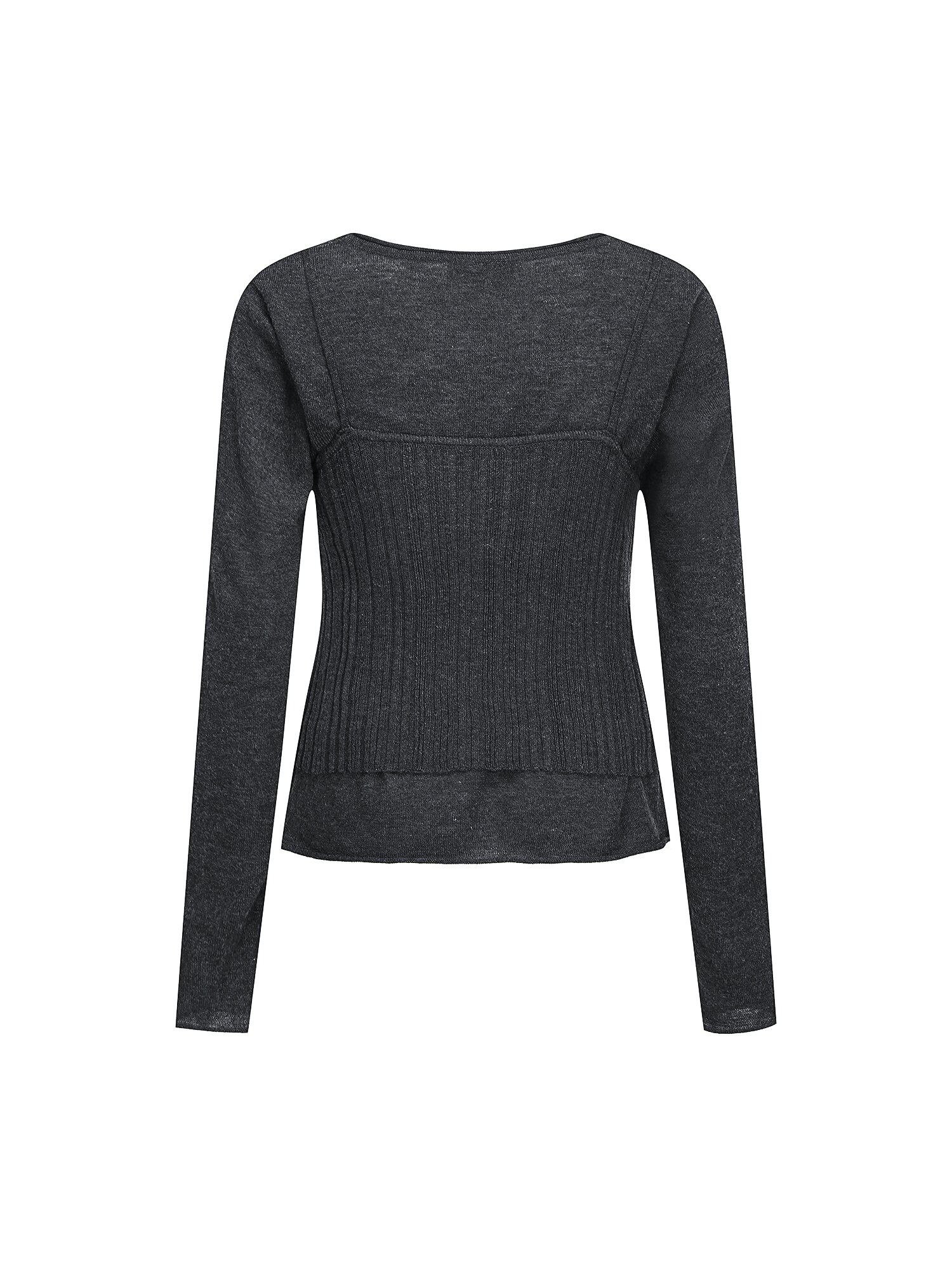 라운드넥 니트 +뷔스티에 세트 (DARK GREY)