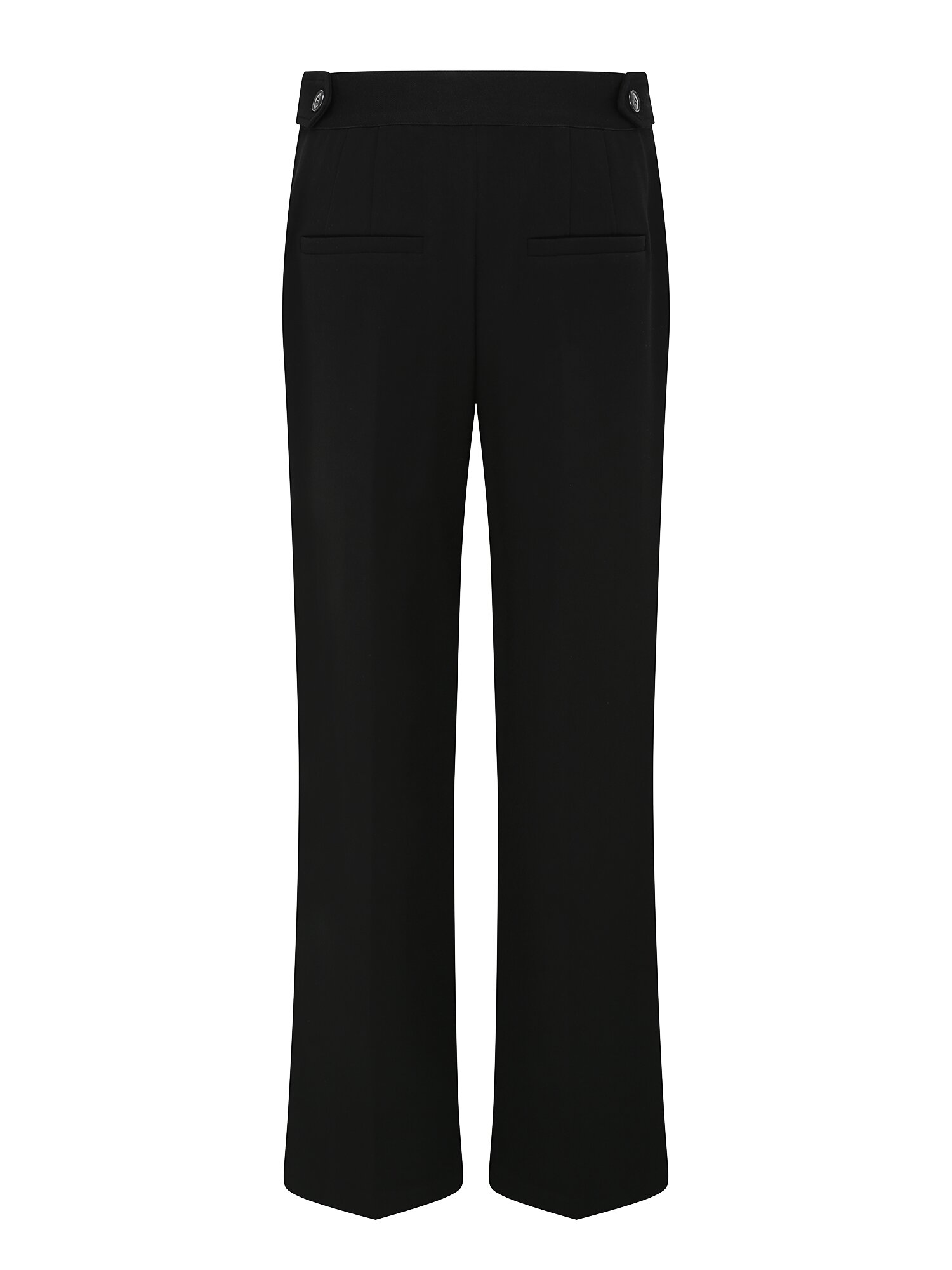 탭 장식 백 밴딩 부츠컷 팬츠 (BLACK)