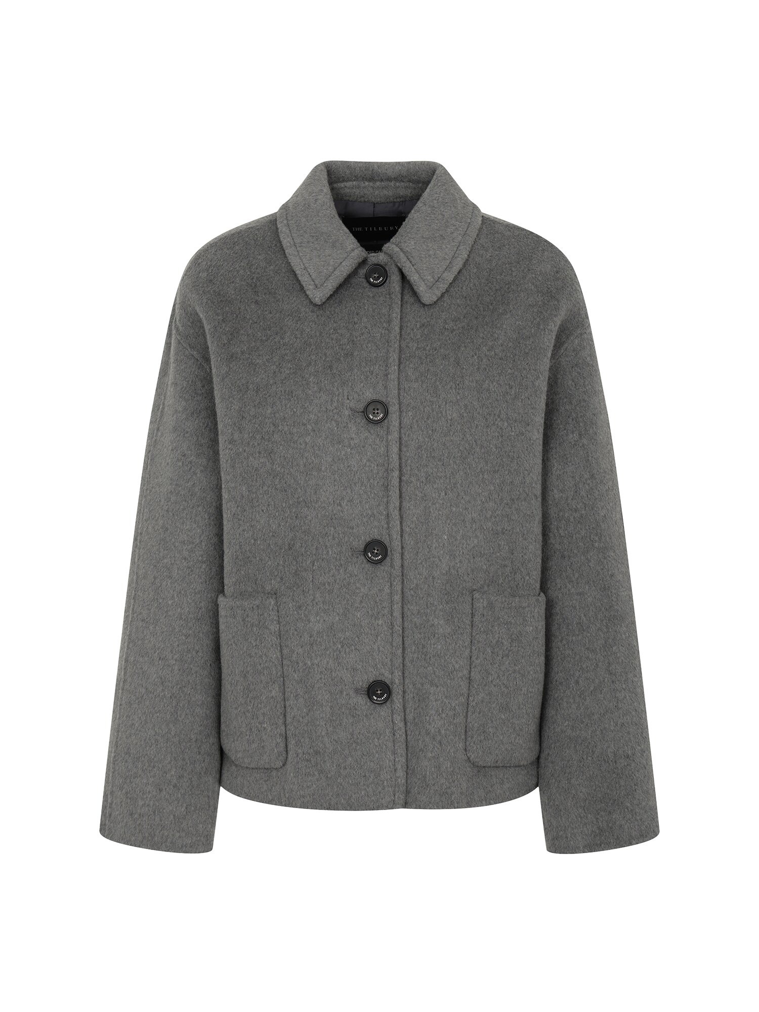 울 블렌드 스탠칼라 포켓 자켓 (GREY)