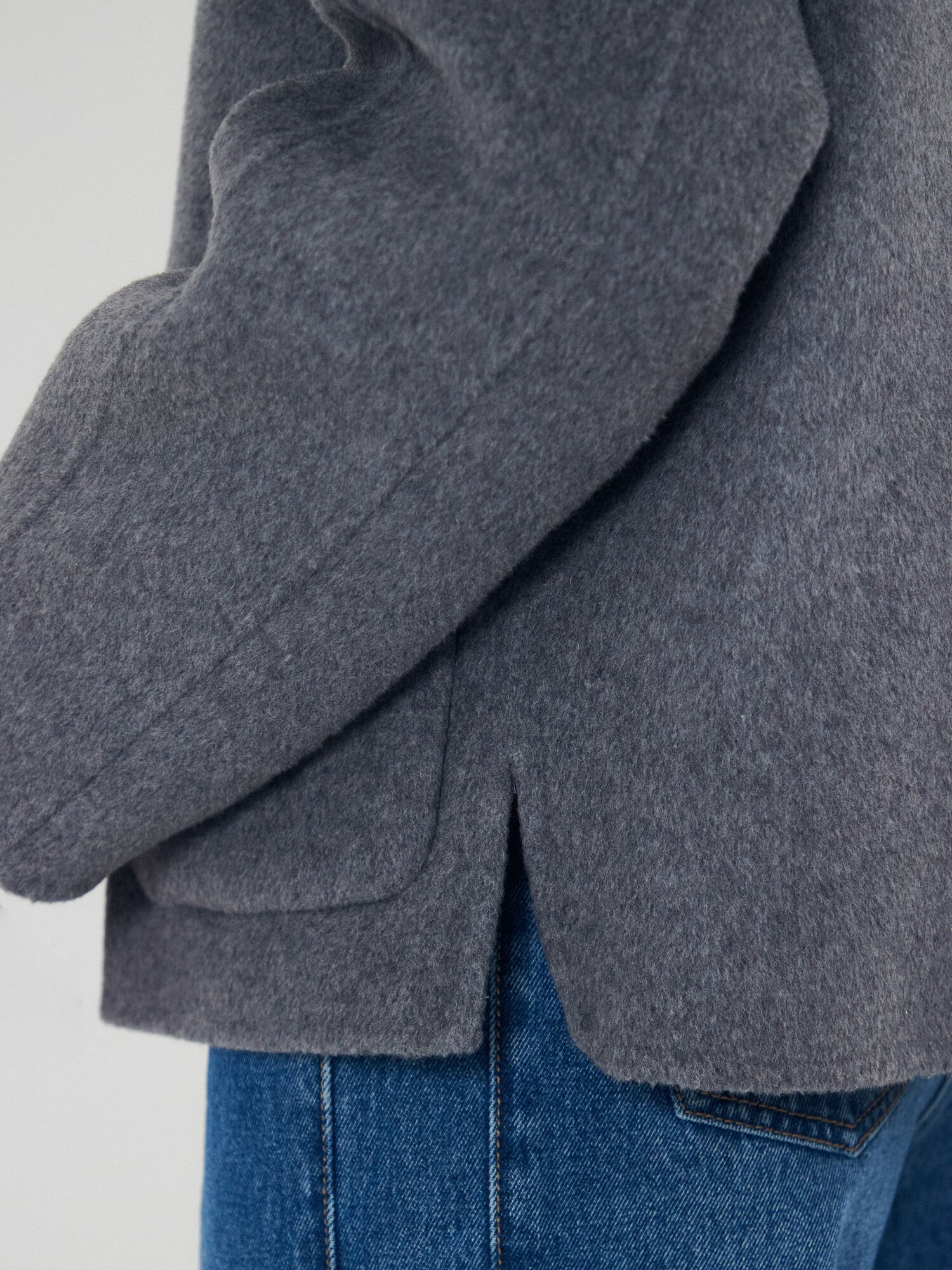 울 블렌드 스탠칼라 포켓 자켓 (GREY)