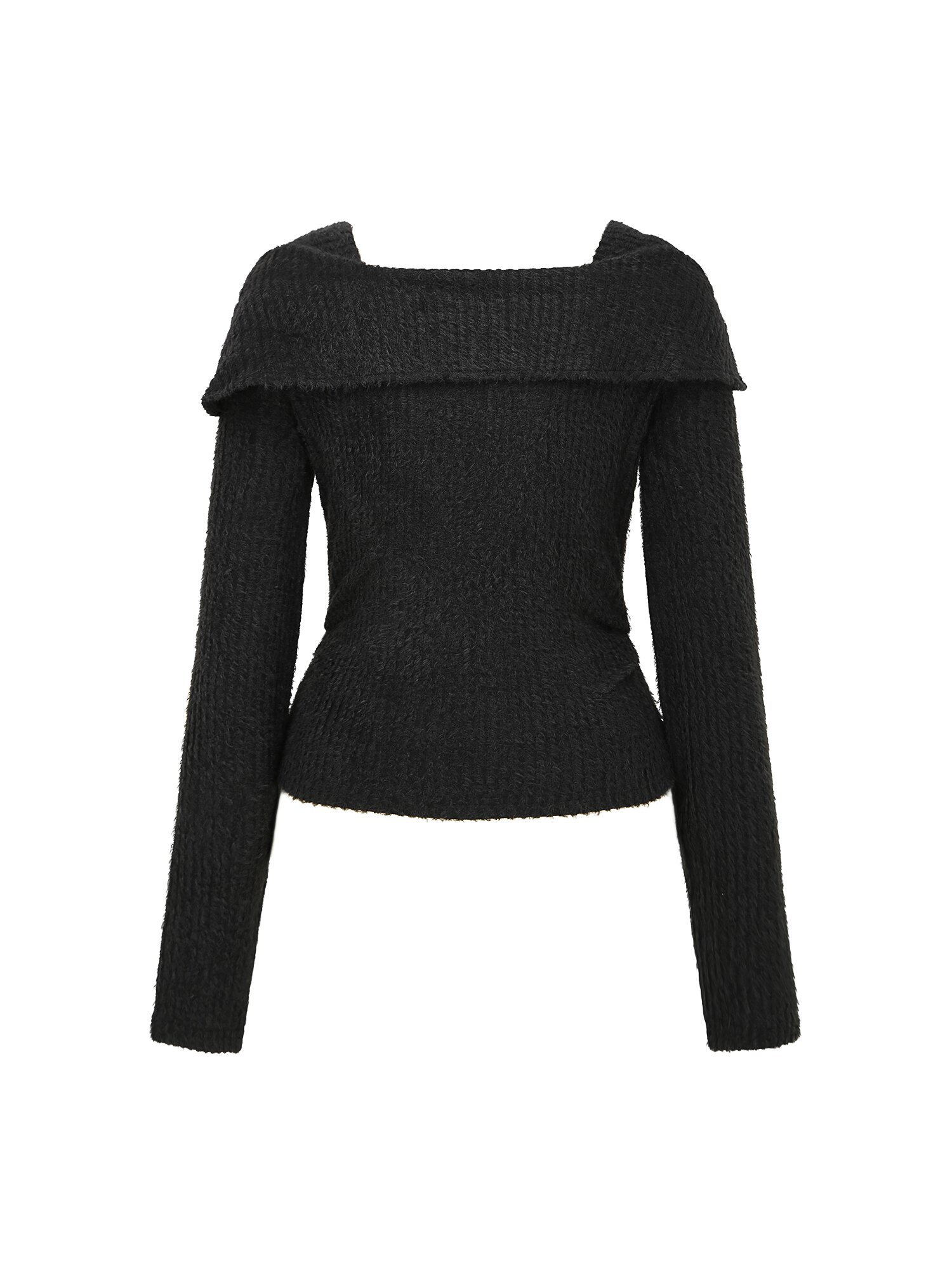 헤어리 오프 숄더 크롭 티셔츠 (BLACK)