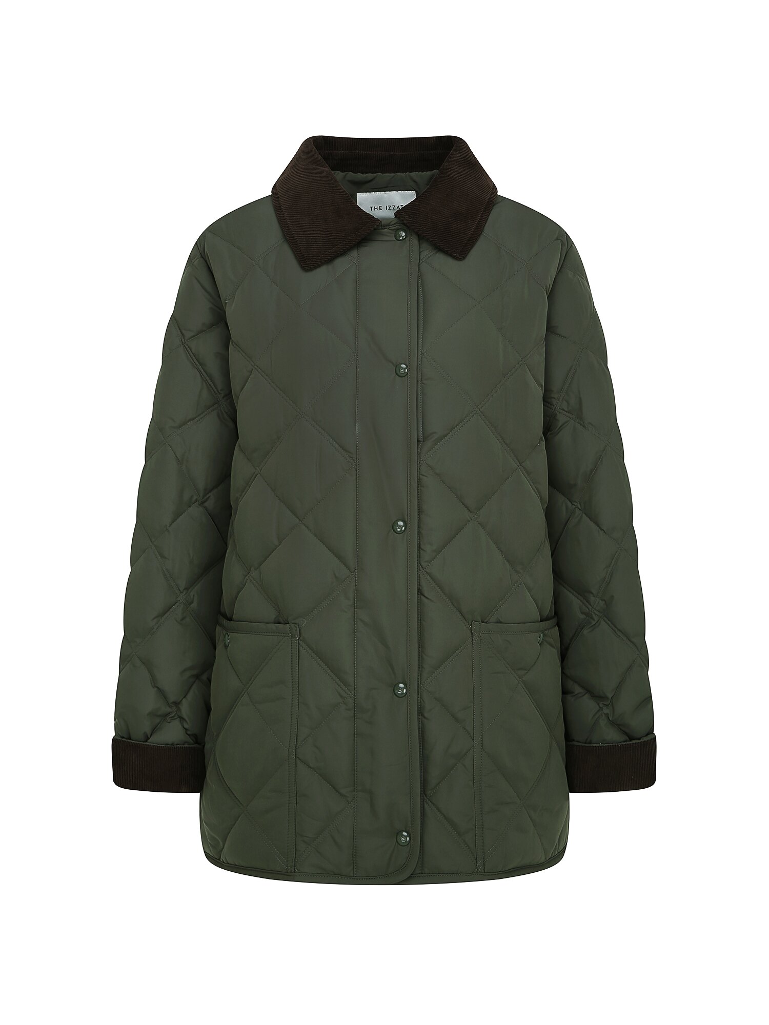 코듀로이 칼라 스트링 덕다운 점퍼 (KHAKI)