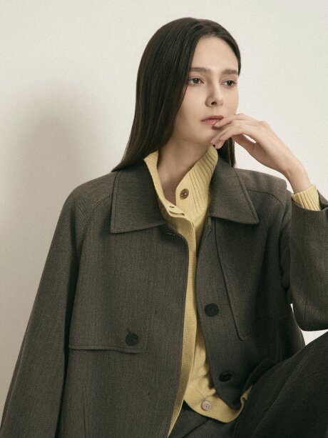 플랩 패널 칼라넥 자켓 