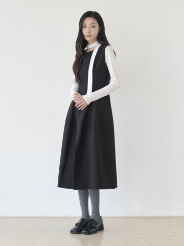 슬리브리스 볼륨 플레어 원피스 