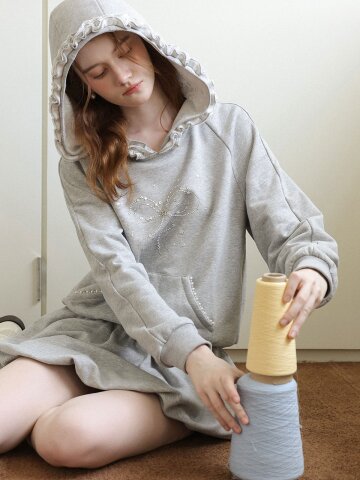 Cest_Lace trim hoodie
