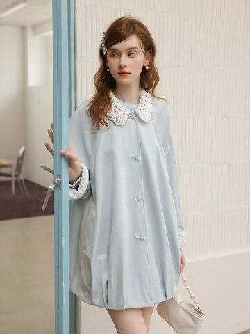 Cest_Lace collar a-line jacket