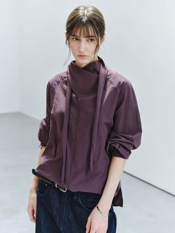 TG_Scarf neck blouse_2color