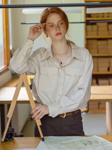 DA_Double-pocket lapel shirt_2color