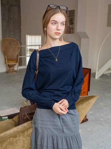 DA_Off-shoulder knit long top_2color