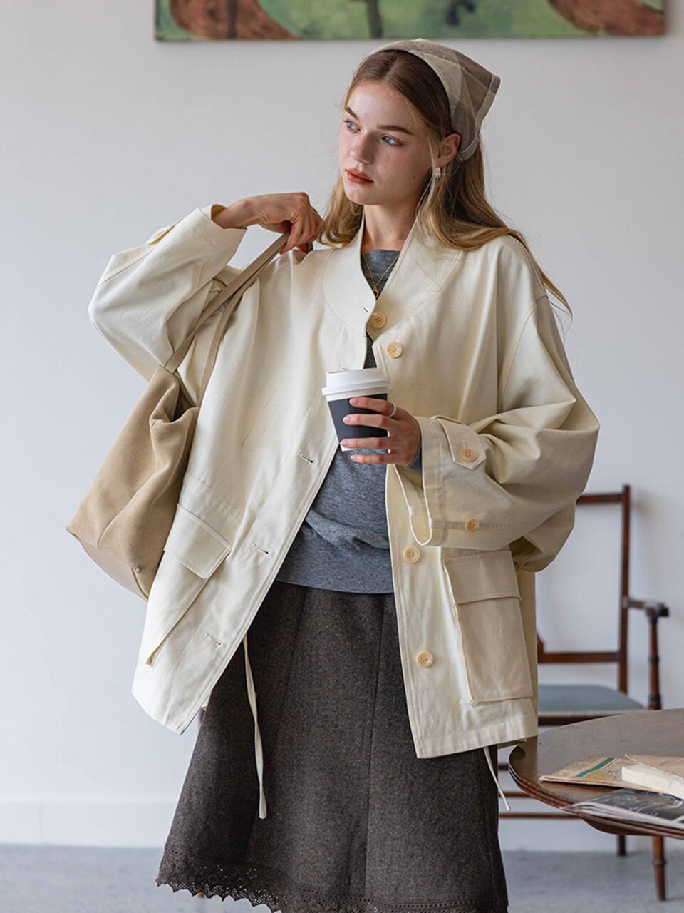 DA_Drop shoulder trench jacket_2color