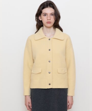 Voulme collar knitcardigan_2color