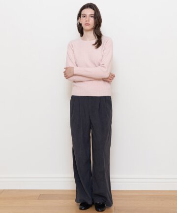 Corduroy pintuck wide pants_2color