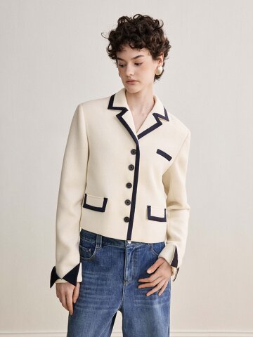 YY_Blocked lapel short blazer