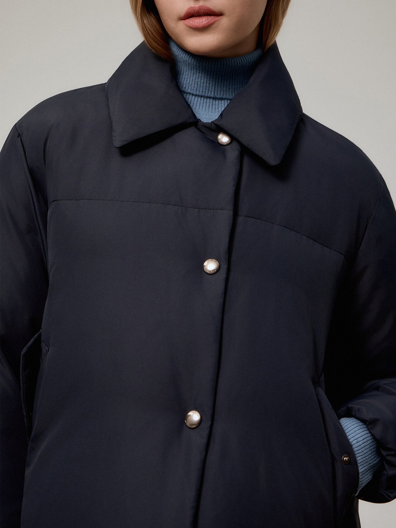 스트링 셔츠 칼라 덕다운 점퍼 (NAVY)